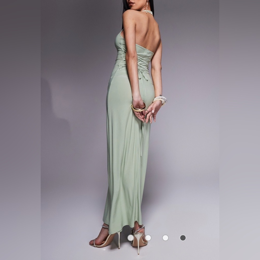 ASOS Sage Green Halter Maxi Dress - Picture 3 of 7